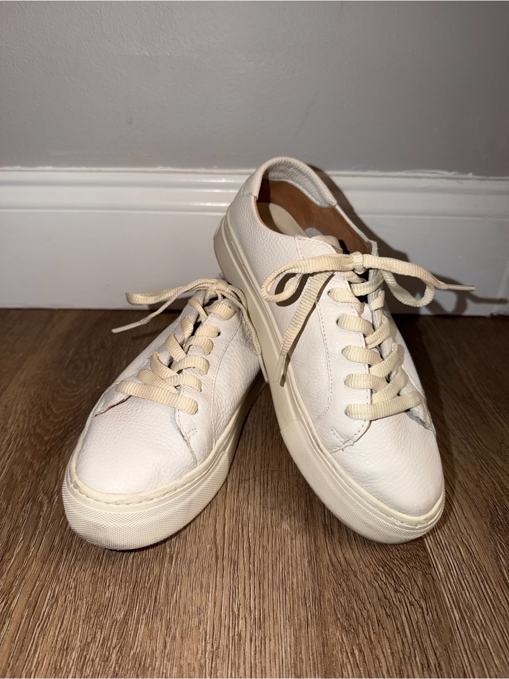 Soludos Ibiza Platform Shoes White Leather Sneakers - Women's Size 7.5 - Picture 3 of 11